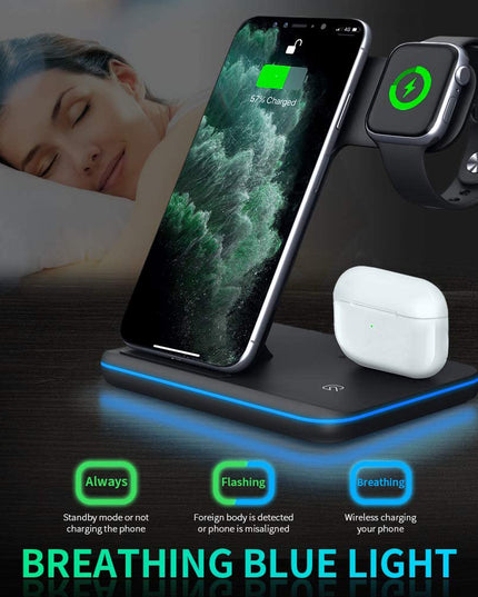 Compatible Mobile Phone Watch Earphone Wireless Charger 3 In 1 Wireless Charger Stand