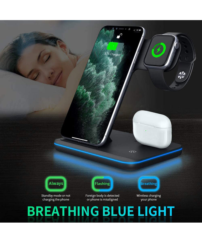 Compatible Mobile Phone Watch Earphone Wireless Charger 3 In 1 Wireless Charger Stand