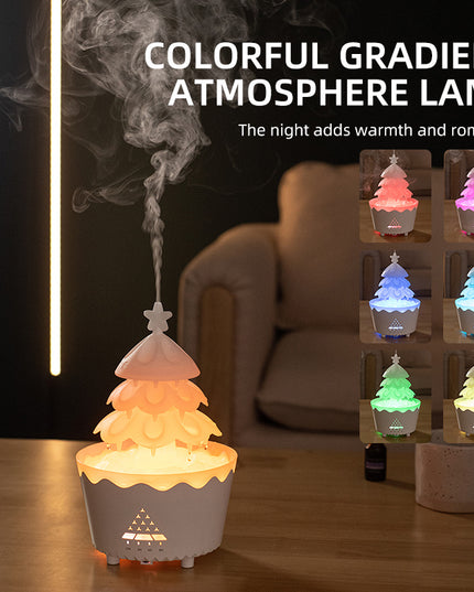 Lucky Tree Oil Diffuser For Christmas Decor, Cute Essential Oil Humidifier With Remote & Timer Settings Red And White