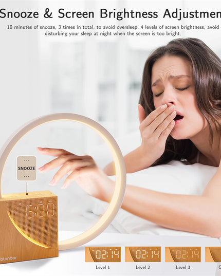 Bedside Lamp Touch Table Lamp With Natural Sounds, Desk Lamp With Alarm Clock, Touch Control 3 Levels Brightness Home Decor