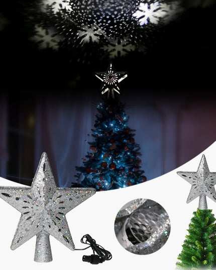 Christmas Tree Top Light Star Snowflake Shape LED Laser Projector Lights Christmas Tree Ornament