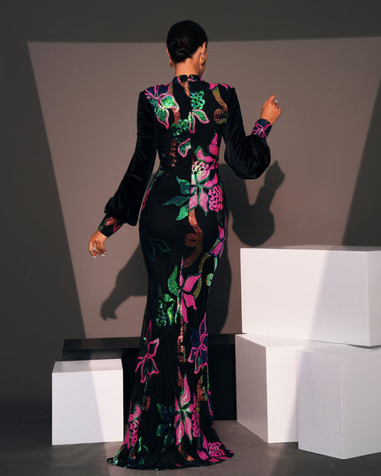 Long Sequined Evening Bridesmaid Dress Women