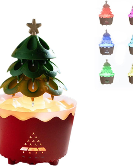 Lucky Tree Oil Diffuser For Christmas Decor, Cute Essential Oil Humidifier With Remote & Timer Settings Red And White