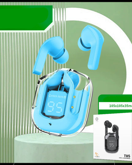 New Mini Transparent Wireless Bluetooth Headset Digital Display ENC Noise Reduction True Wireless Sports Music
