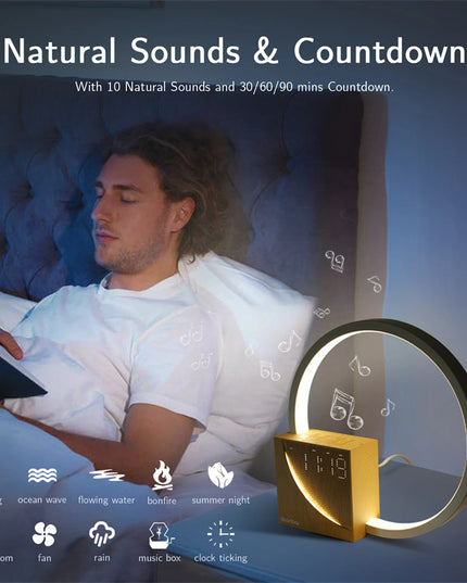Bedside Lamp Touch Table Lamp With Natural Sounds, Desk Lamp With Alarm Clock, Touch Control 3 Levels Brightness Home Decor