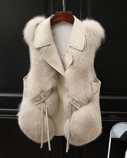 Fur Vest Short Coat Autumn And Winter New Patchwork Winter Fox Fur Jacket Women Short Artificial Fur Coat Elegant Female Warm Vest