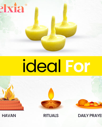 Belxia Pure Cow Ghee Diya for Puja-200 Ghee Wicks|100% Wax Free Ghee Batti for Pooja Aarti| Readymade Ghee Diya Batti| jyot for puja|Diyas batti for puja| Pooja Items (pck of 2)