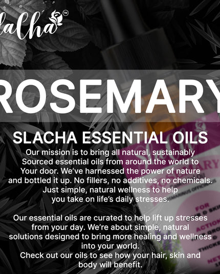 Slacha Rosemary Essential Oil | 100% Pure & Natural | Steam Distilled | For Hair Growth, Skin Care & Relaxation | 15ML (BUY 1 GET 1 FREE)