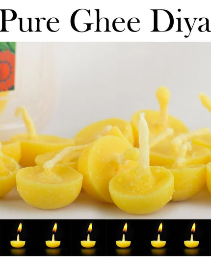 Belxia Pure Cow Ghee Diya for Puja-200 Ghee Wicks|100% Wax Free Ghee Batti for Pooja Aarti| Readymade Ghee Diya Batti| jyot for puja|Diyas batti for puja| Pooja Items (pck of 2)