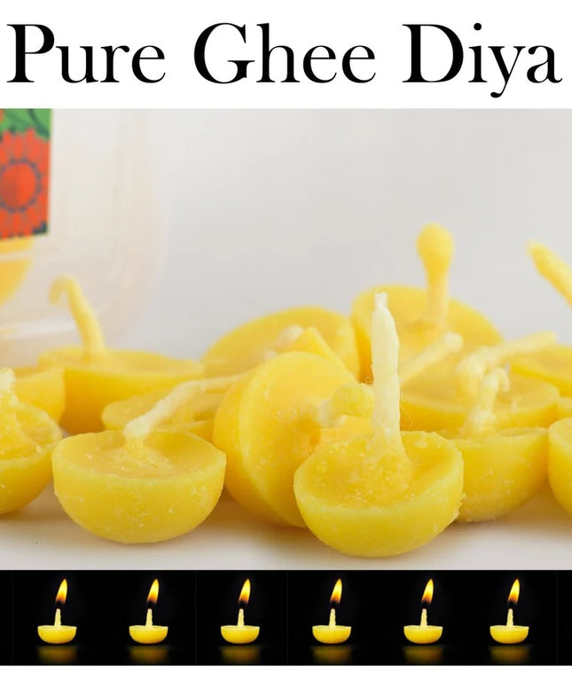 Belxia Pure Cow Ghee Diya for Puja-200 Ghee Wicks|100% Wax Free Ghee Batti for Pooja Aarti| Readymade Ghee Diya Batti| jyot for puja|Diyas batti for puja| Pooja Items (pck of 2)