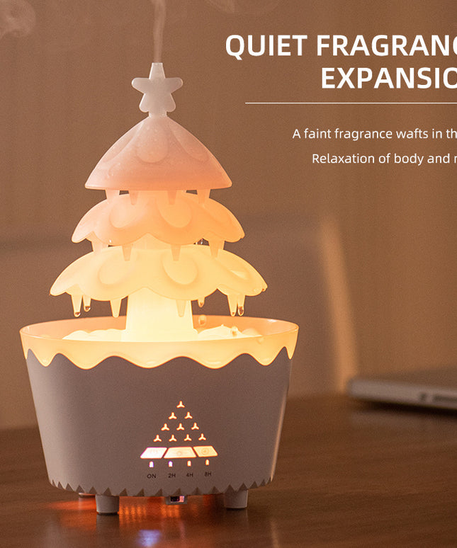 Lucky Tree Oil Diffuser For Christmas Decor, Cute Essential Oil Humidifier With Remote & Timer Settings Red And White