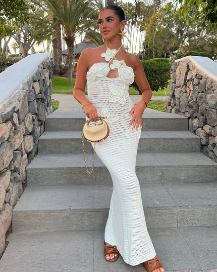 Slim Halterneck Dress With Stars Summer Sexy Seaside Beach Long Dresses Womens Clothing