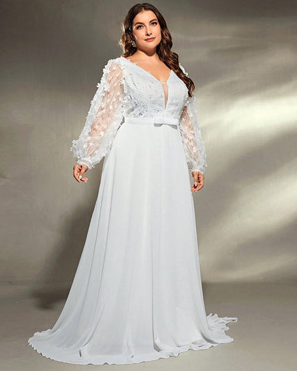 Elegant Banquet Wedding Party Waist Trimming Loose V-neck Dress