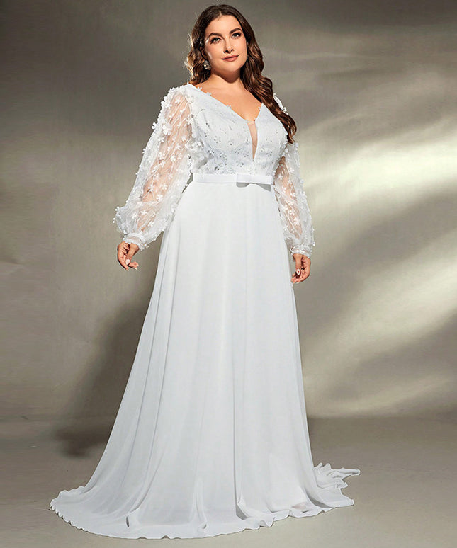 Elegant Banquet Wedding Party Waist Trimming Loose V-neck Dress