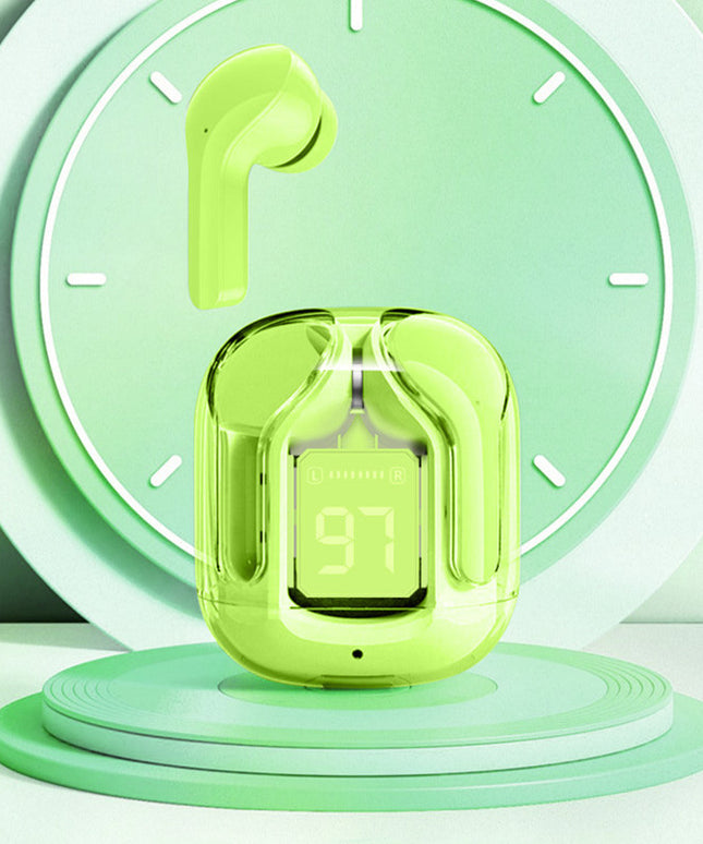 New Mini Transparent Wireless Bluetooth Headset Digital Display ENC Noise Reduction True Wireless Sports Music