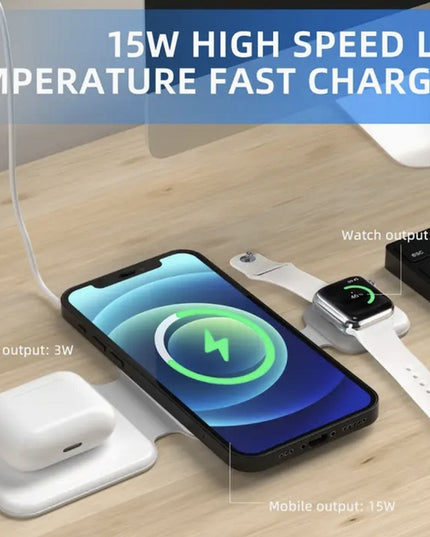 3 In 1 Magnetic Foldable Wireless Charger Charging Station Multi-device Folding Cell Phone Wireless Charger Gadgets