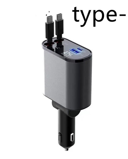 Metal Car Charger 100W Super Fast Charging Car Cigarette Lighter USB And TYPE-C Adapter