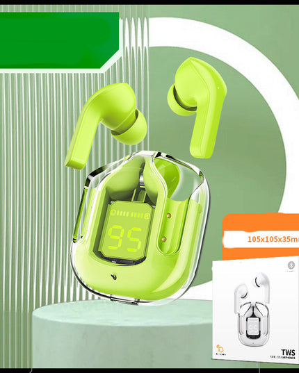 New Mini Transparent Wireless Bluetooth Headset Digital Display ENC Noise Reduction True Wireless Sports Music