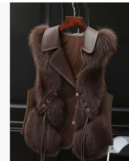Fur Vest Short Coat Autumn And Winter New Patchwork Winter Fox Fur Jacket Women Short Artificial Fur Coat Elegant Female Warm Vest