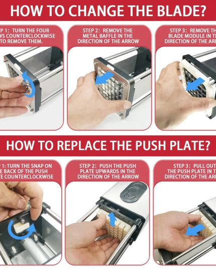 Kitchen Gadget Electric French Fry Cutter With Blades Stainless Steel Vegetable Potato Carrot For Commercial Household