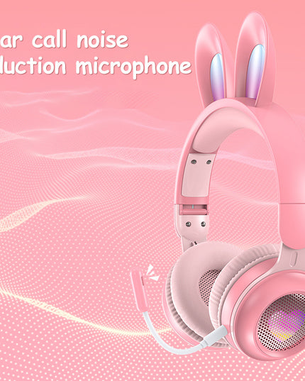 Rabbit Ear Headphones Wireless Luminous Extendable Wheat Headphones