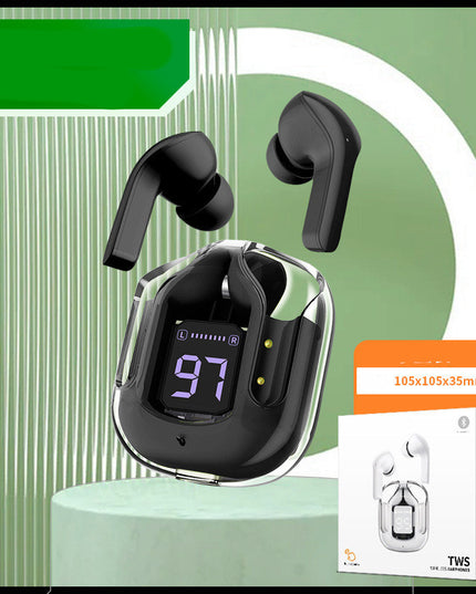 New Mini Transparent Wireless Bluetooth Headset Digital Display ENC Noise Reduction True Wireless Sports Music