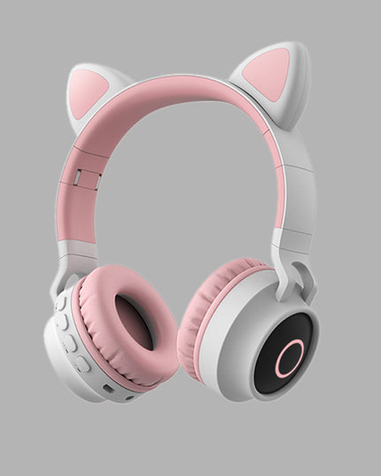 LED Light Cat Ear Headphones Wireless Bluetooth 5.0 Headset Portable Foldable Kids Headphone With Microphone Best Gift