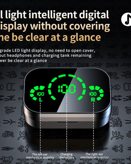 YD03 Wireless Bluetooth-compatible Headset TWS Large Screen Smart Digital Display In Ear Breathing Light