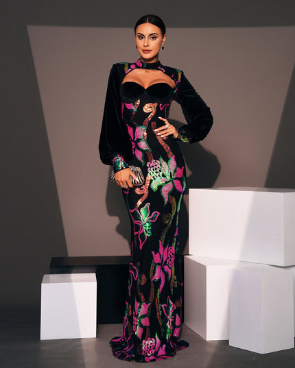 Long Sequined Evening Bridesmaid Dress Women