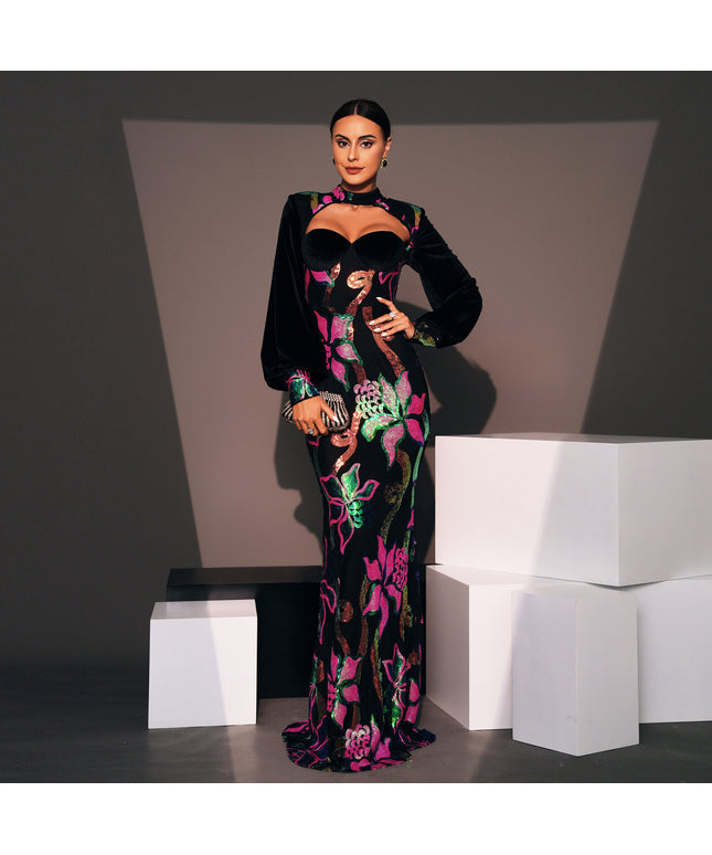 Long Sequined Evening Bridesmaid Dress Women