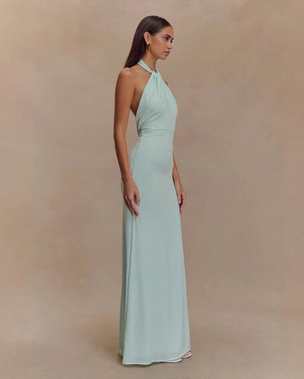 Ins Bodycon Halter Dress Sexy Backless Slim Fit Waist Slimming Maxi Dresses Prom Party Club Clothing For Women