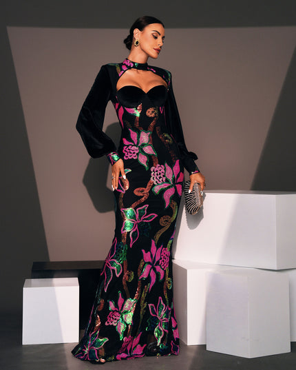 Long Sequined Evening Bridesmaid Dress Women