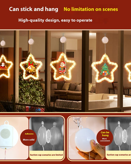 Christmas Pendant Decoration Christmas Atmosphere Led Lights Led Christmas Star Light Decoration For Window Door For Holiday
