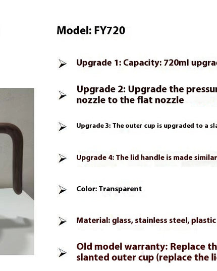 One Click Magnetic Teapot Separation Filtration Glass Tea Pot Wood Handle Tea Water Separation Inner Container Teapot