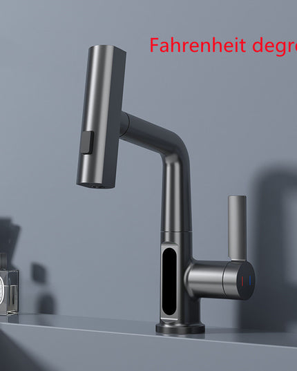 Intelligent Digital Display Faucet Pull-out Basin Faucet Temperature Digital Display Rotation