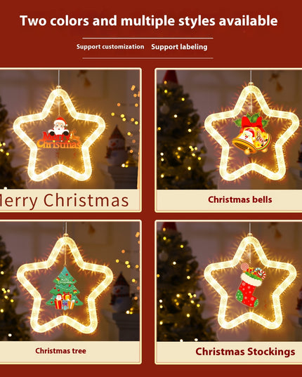 Christmas Pendant Decoration Christmas Atmosphere Led Lights Led Christmas Star Light Decoration For Window Door For Holiday