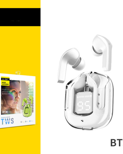 New Mini Transparent Wireless Bluetooth Headset Digital Display ENC Noise Reduction True Wireless Sports Music