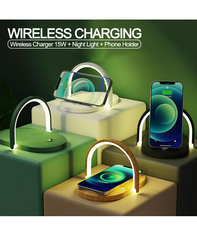 3 In 1 Foldable Wireless Charger Night Light Wireless Charging Station Stonego LED Reading Table Lamp 15W Fast Charging Light