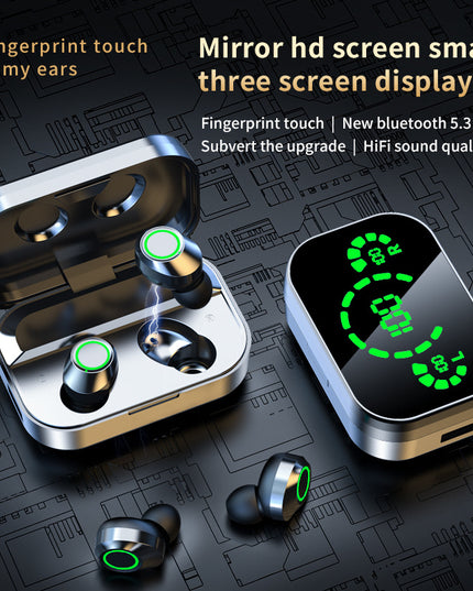 YD03 Wireless Bluetooth-compatible Headset TWS Large Screen Smart Digital Display In Ear Breathing Light