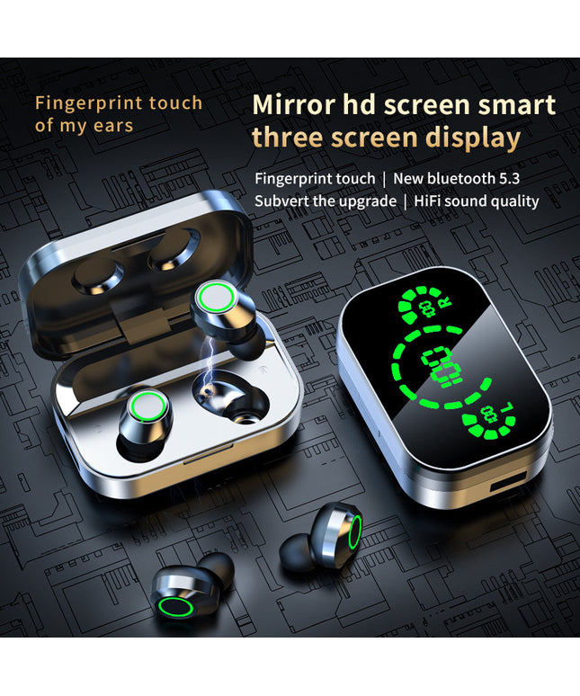 YD03 Wireless Bluetooth-compatible Headset TWS Large Screen Smart Digital Display In Ear Breathing Light