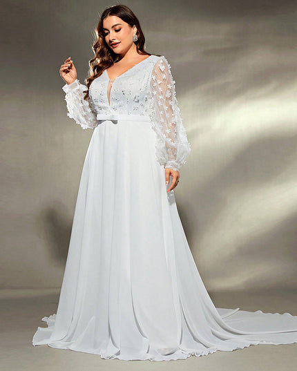 Elegant Banquet Wedding Party Waist Trimming Loose V-neck Dress