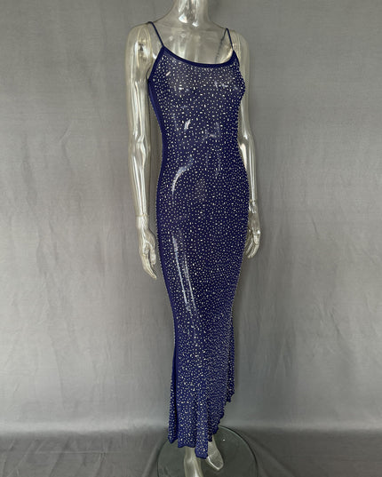 Hot Selling Women's Shiny Diamond Sexy Suspender Mermaid Long Dress