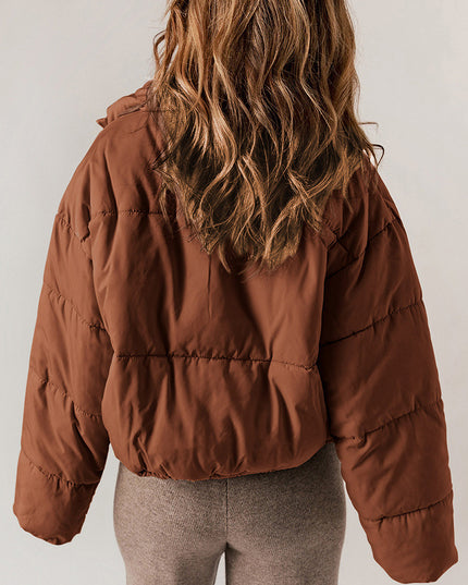 Winter Bread Coat New Thickened All-matching Warm Leisure Solid Color Stand-up Collar Cotton-padded Clothes Women