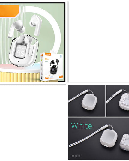 New Mini Transparent Wireless Bluetooth Headset Digital Display ENC Noise Reduction True Wireless Sports Music