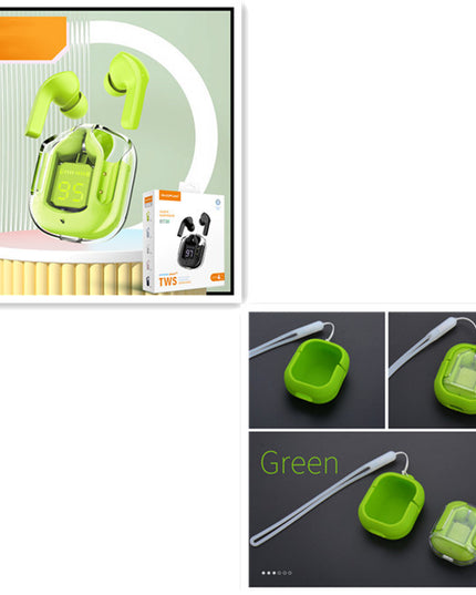 New Mini Transparent Wireless Bluetooth Headset Digital Display ENC Noise Reduction True Wireless Sports Music