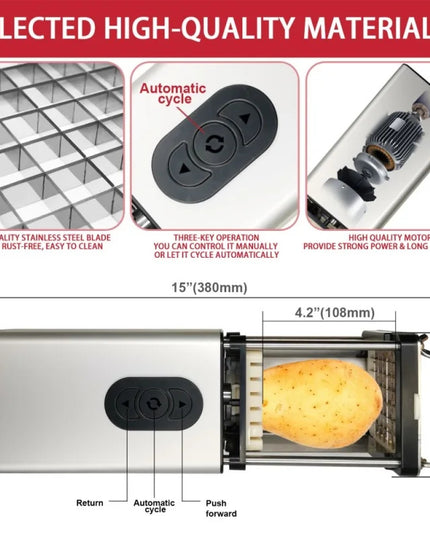 Kitchen Gadget Electric French Fry Cutter With Blades Stainless Steel Vegetable Potato Carrot For Commercial Household