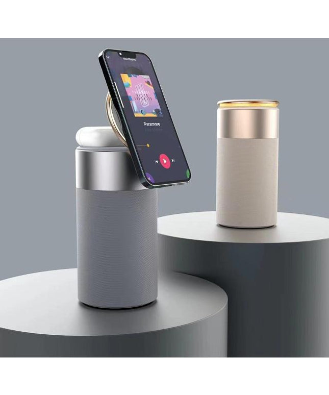 3 In 1 Multi-Function IPhone And AirPods Wireless Charger Portable Bluetooth Speaker With Touch Lamp For Home And Office