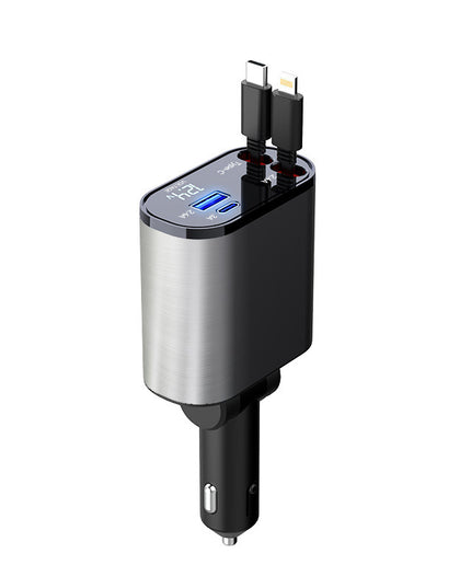 Metal Car Charger 100W Super Fast Charging Car Cigarette Lighter USB And TYPE-C Adapter