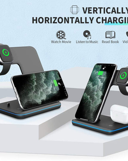 Compatible Mobile Phone Watch Earphone Wireless Charger 3 In 1 Wireless Charger Stand