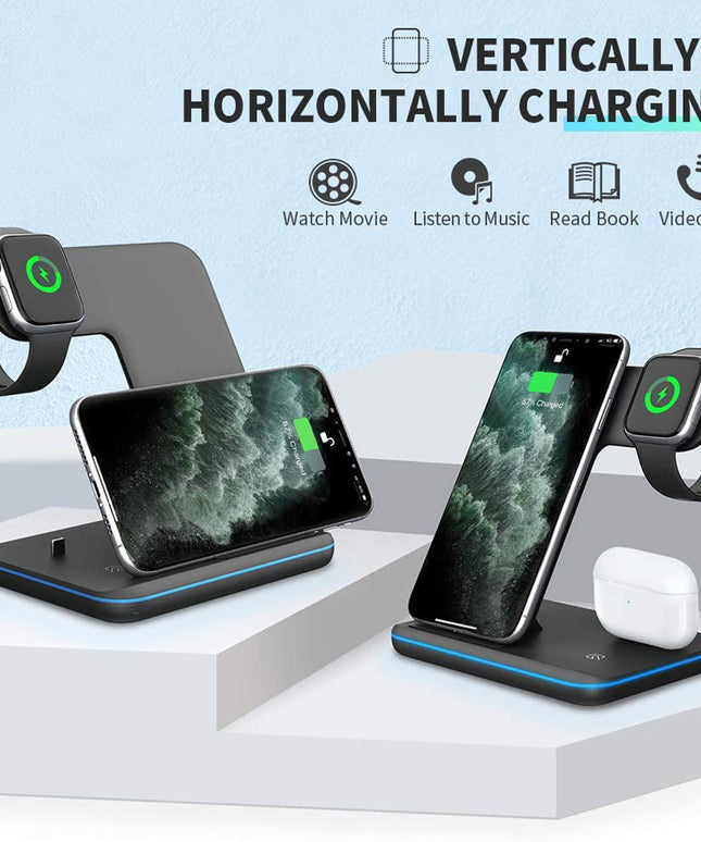 Compatible Mobile Phone Watch Earphone Wireless Charger 3 In 1 Wireless Charger Stand
